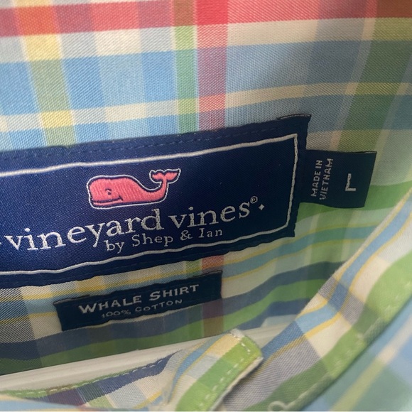 Vineyard Vines Plaid Whale Shirt NWT Easter Spring Long Sleeve Large - Picture 3 of 6